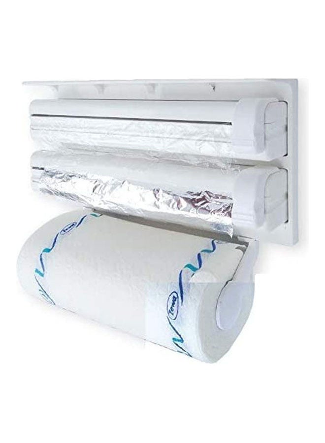 Triple Tissues Aluminum Foil And Plastic Wrap Holder White