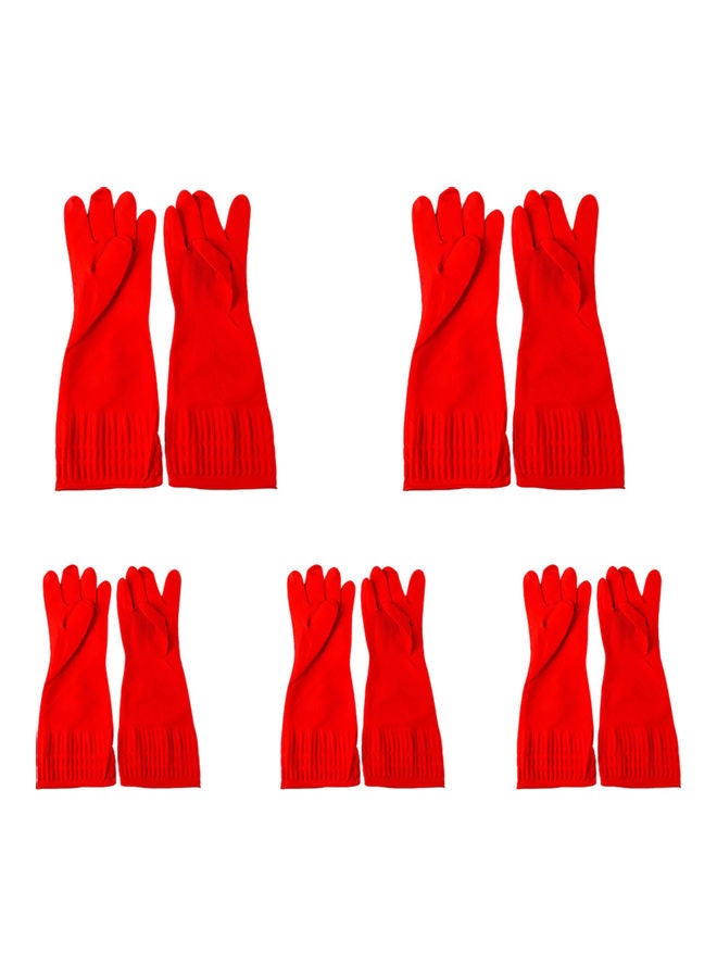 5-Pairs Of Home Kitchen Dish Washing Protective Gloves Red
