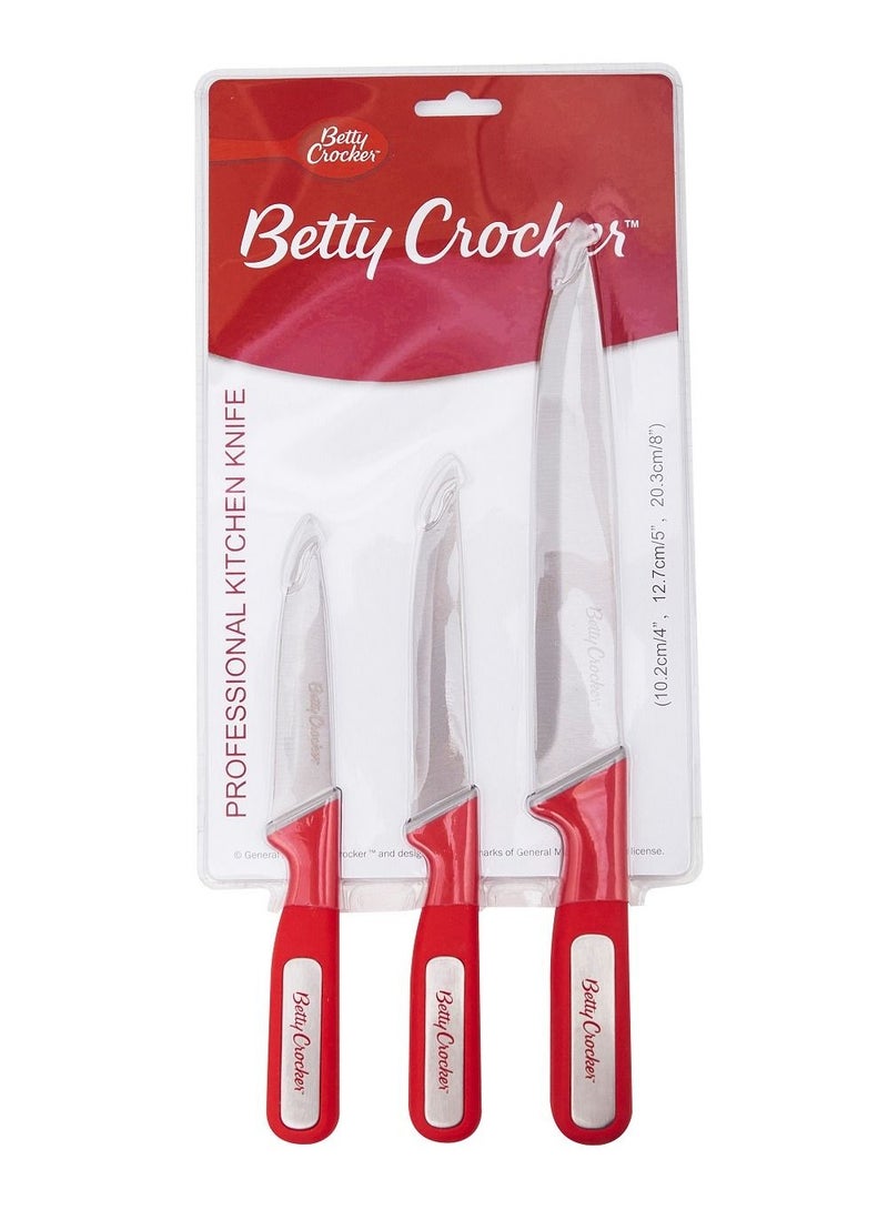 Betty Crocker Stainless Steel 3pcs Kitchen Knife Set (10.2/12.7/20.