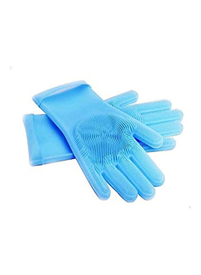 Magic Silicone Scrubber Cleaning Gloves Blue