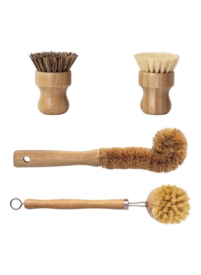 4-Piece Pan Cleaning Brushes For Kitchen Multicolour 25x10x6cm
