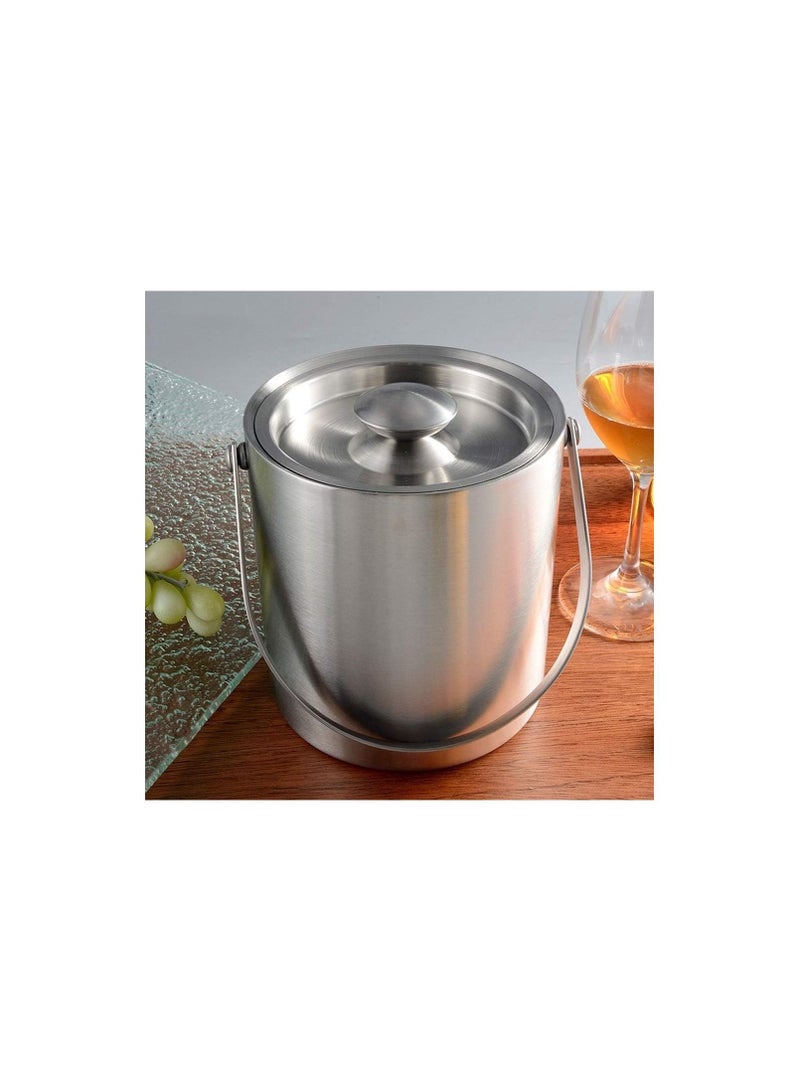 3 Liter Stainless Steel Ice Bucket, Double Walled Insulated with  Lid Portable Handle