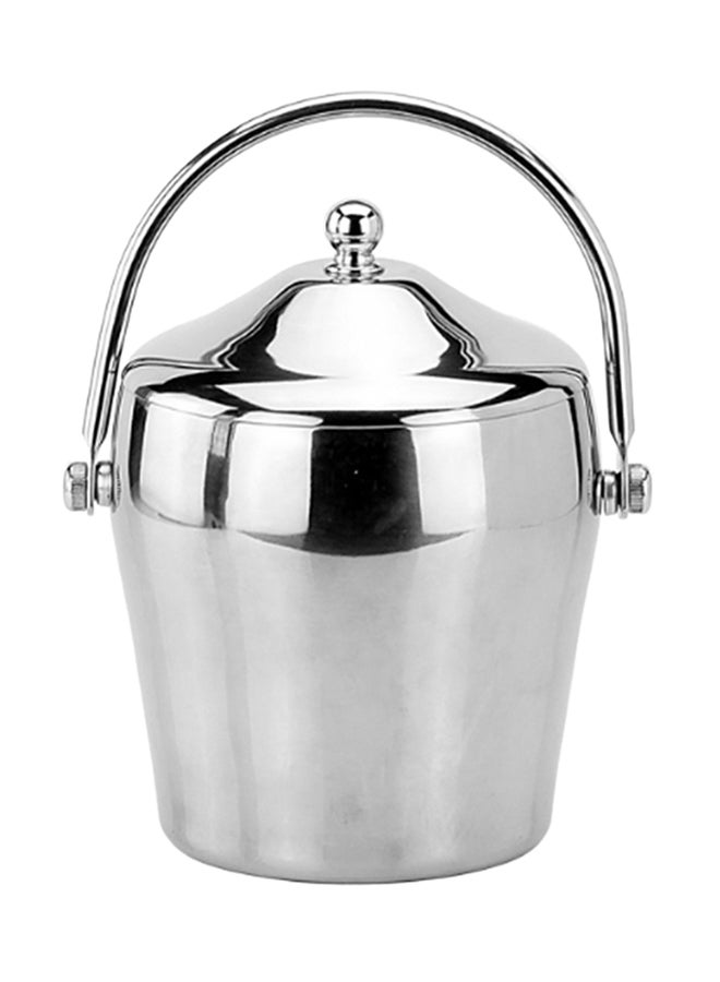Stainless Steel Ice Bucket With Cover Silver 14x13.6cm