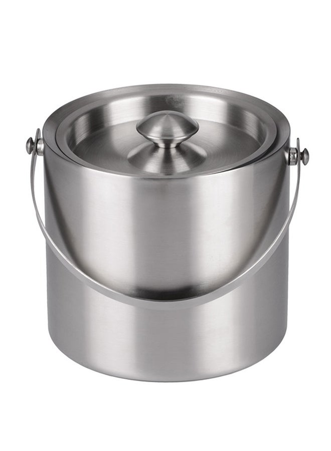 2L/3l Bilayer Stainless Steel Insulation Ice Bucket With Lid and Portable Handle silver