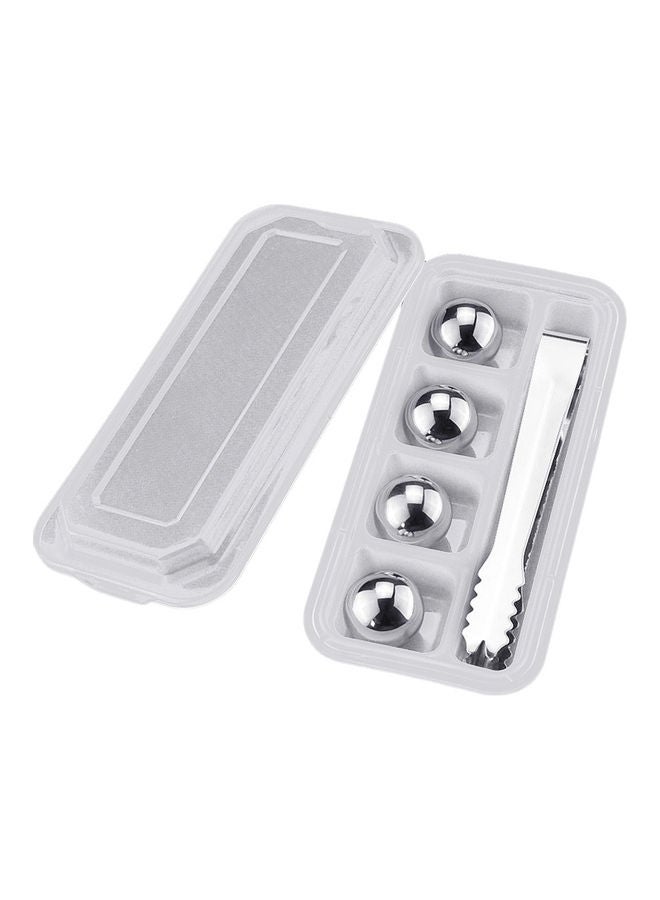 6-Piece Ball Shaped Bar Stones With Clip And Case Silver