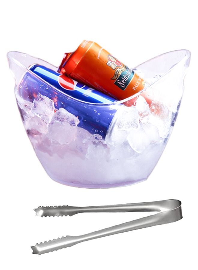 Transparent Ice Bucket And Tong for Parties Beverage Bucket Holder 3.5L
