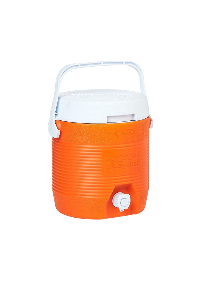 Cosmoplast Keep Cold Plastic Insulated Water Cooler, Small, 6 Litres - Orange