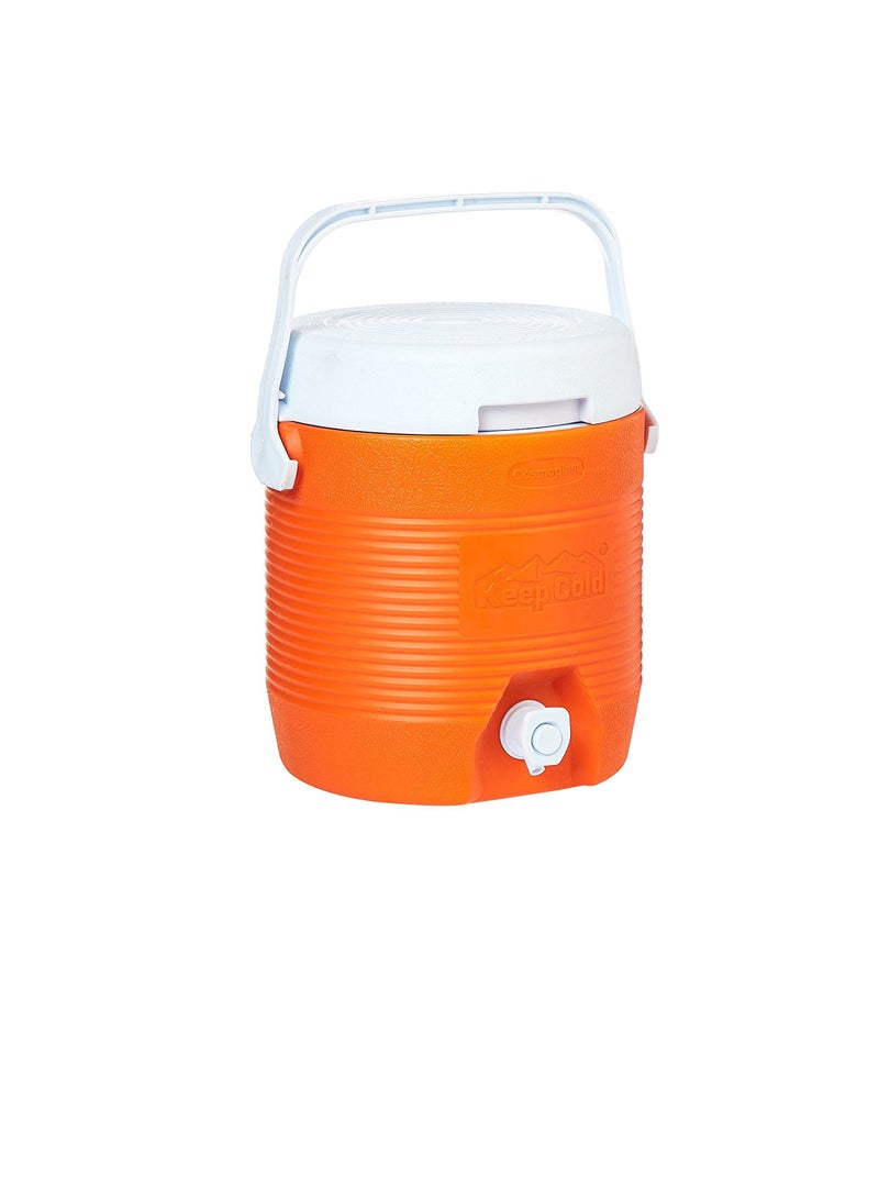 Cosmoplast Keep Cold Plastic Insulated Water Cooler, Small, 6 Litres - Orange