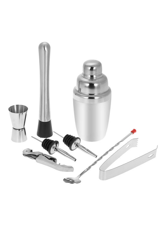 8-Piece Stainless Steel Cocktail Shaker Mixer Kit With Muddler Silver
