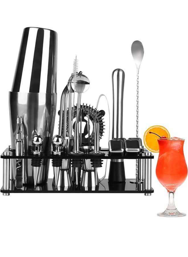 23 Pieces Professional Bar Cocktail Tools Stainless Steel Mixology Bartender Kit with Acrylic Stand