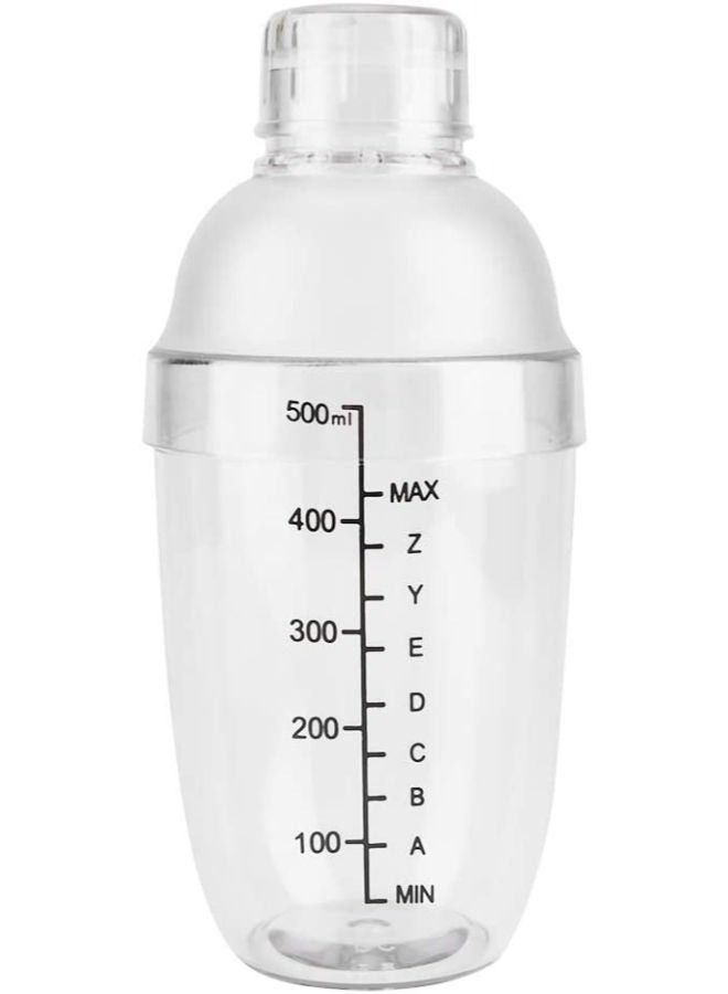 Professional Transparent Bartender Shaker Cocktail Shaker PC Resin Milk Tea Shop for Home Theme Cafe Bar 500ML