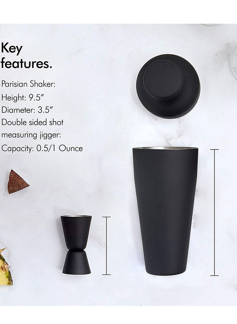 8-Piece Cocktail Shaker Set Matte Black