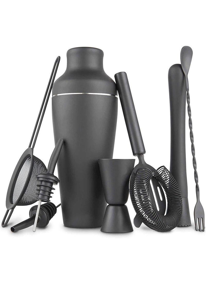 8-Piece Cocktail Shaker Set Matte Black