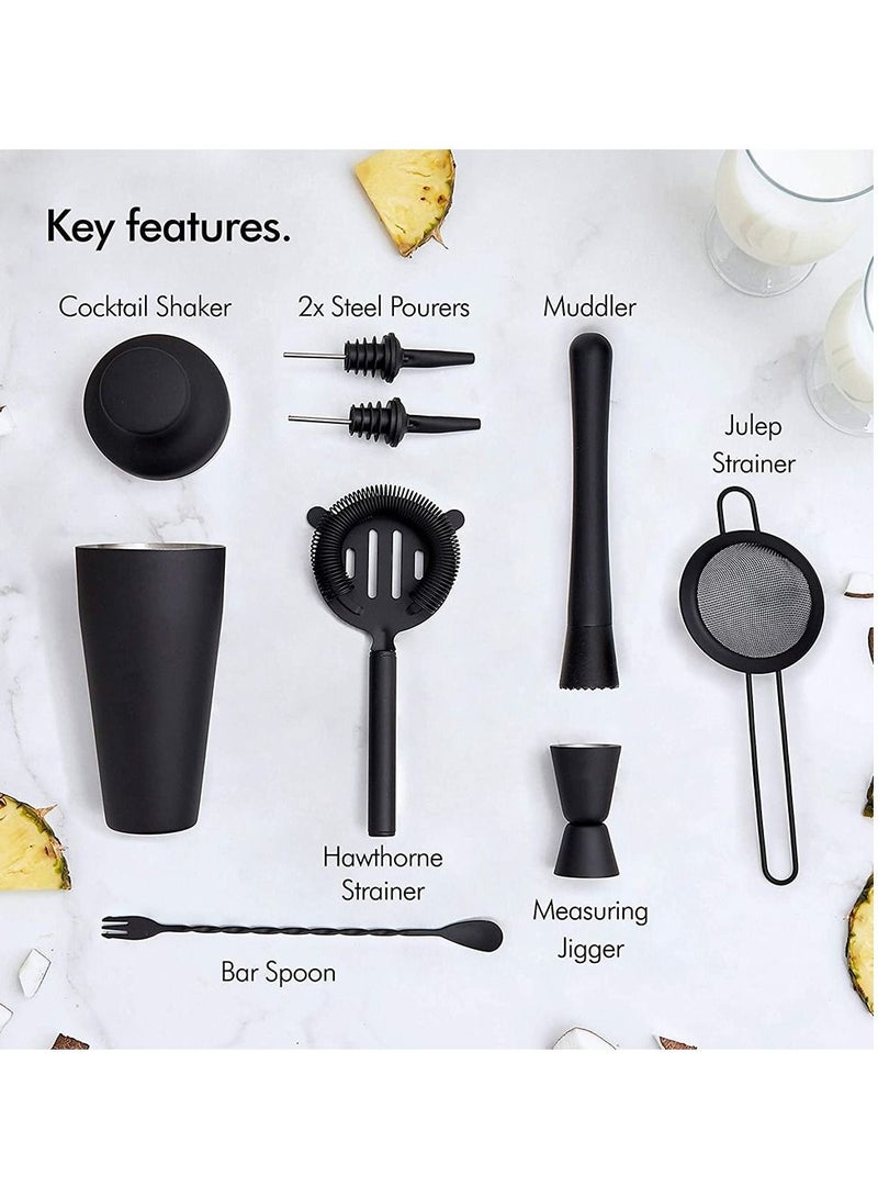 8-Piece Cocktail Shaker Set Matte Black