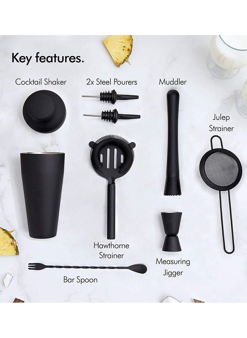 8-Piece Cocktail Shaker Set Matte Black