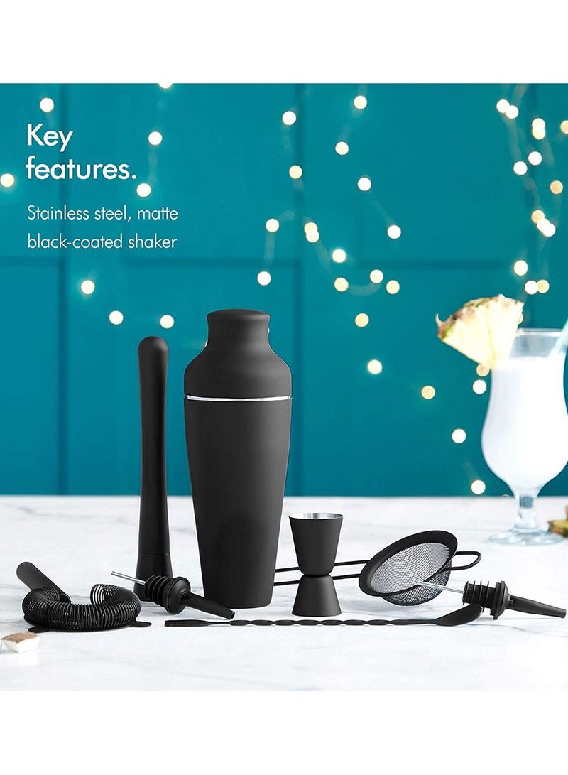 8-Piece Cocktail Shaker Set Matte Black