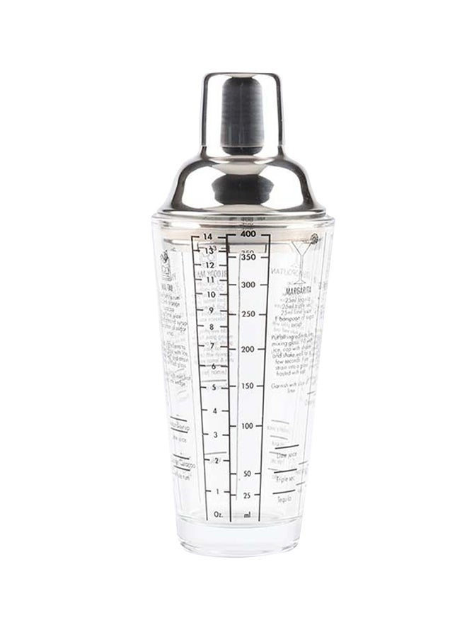 Stainless Steel Glass Cocktail Shaker With Scale Multicolor 450ml