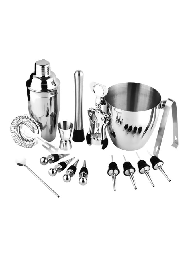16-Piece Stainless Steel Cocktail Shaker Set Silver