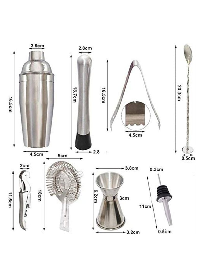 9-Piece Bartender Cocktail Shaker Set With Stand Silver/Brown