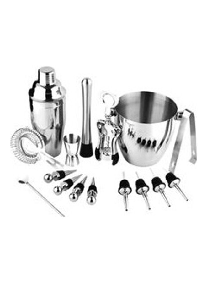 16-Piece Stainless Steel Cocktail Shaker Set Silver 1.18Liters