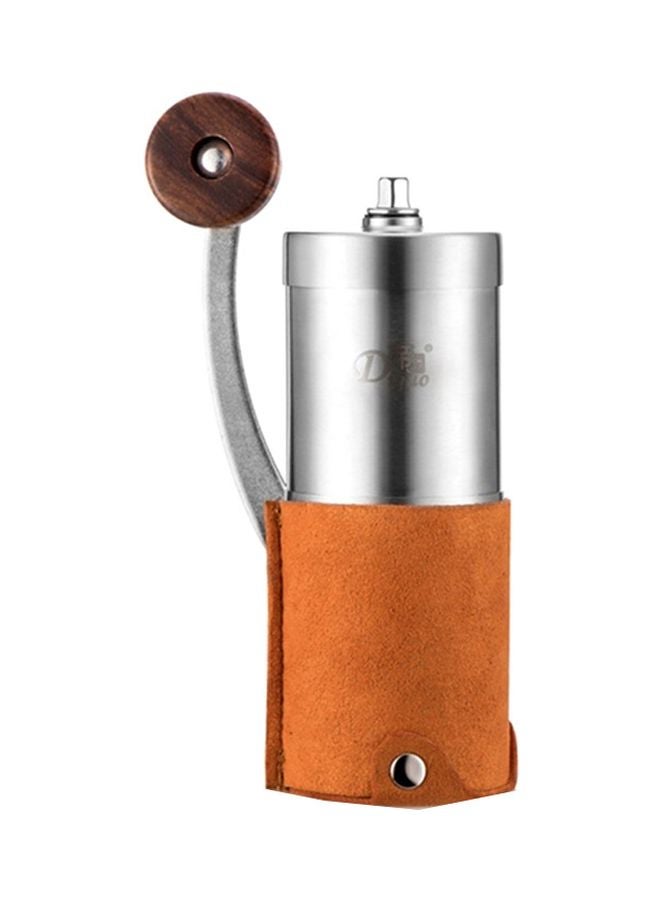Leather Wrapping Manual Coffee Grinder Silver/Brown 350grams