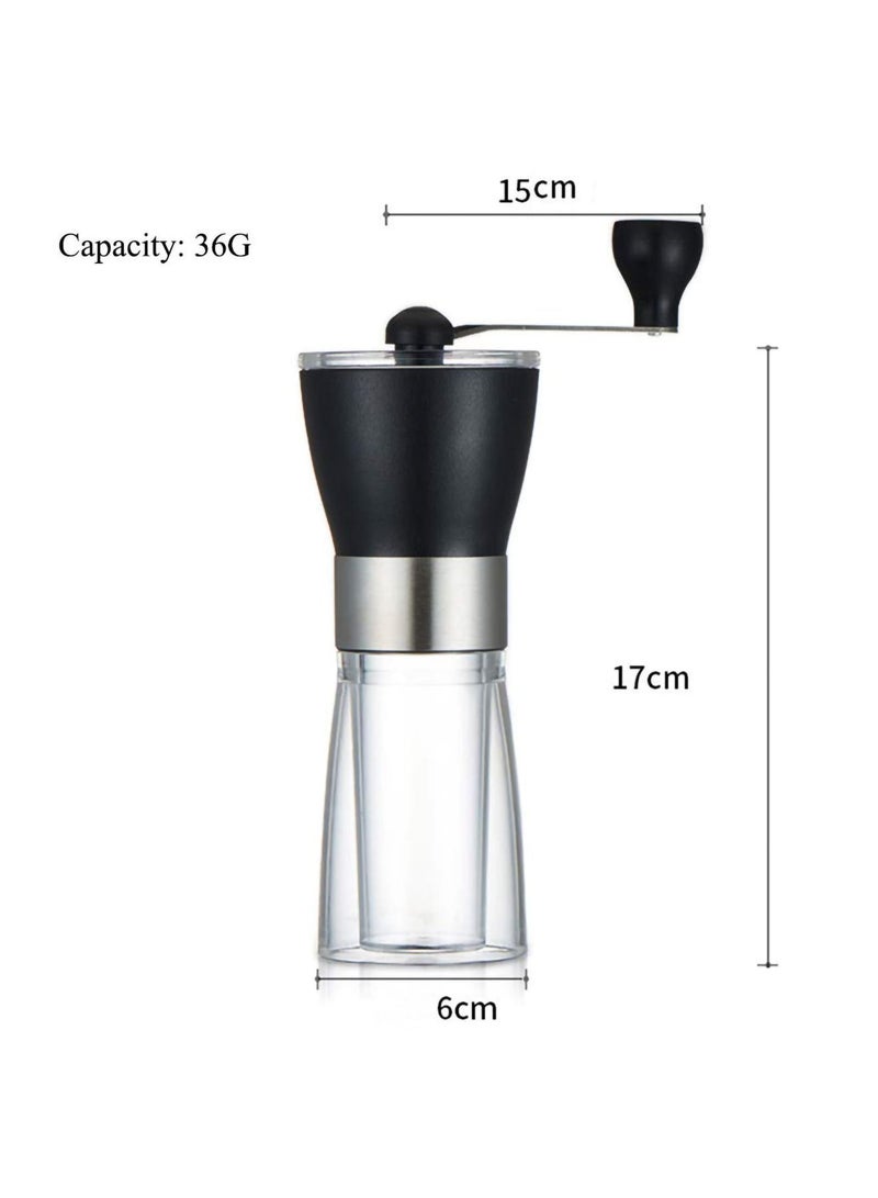 Manual Coffee Grinder, Conical Burr Grinder Portable Hand Crank Bean Mill for Home and Travel (Black)