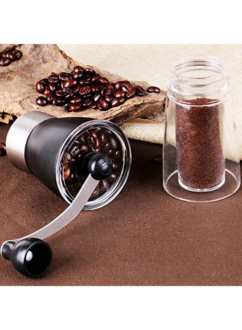 Manual Coffee Grinder, Conical Burr Grinder Portable Hand Crank Bean Mill for Home and Travel (Black)