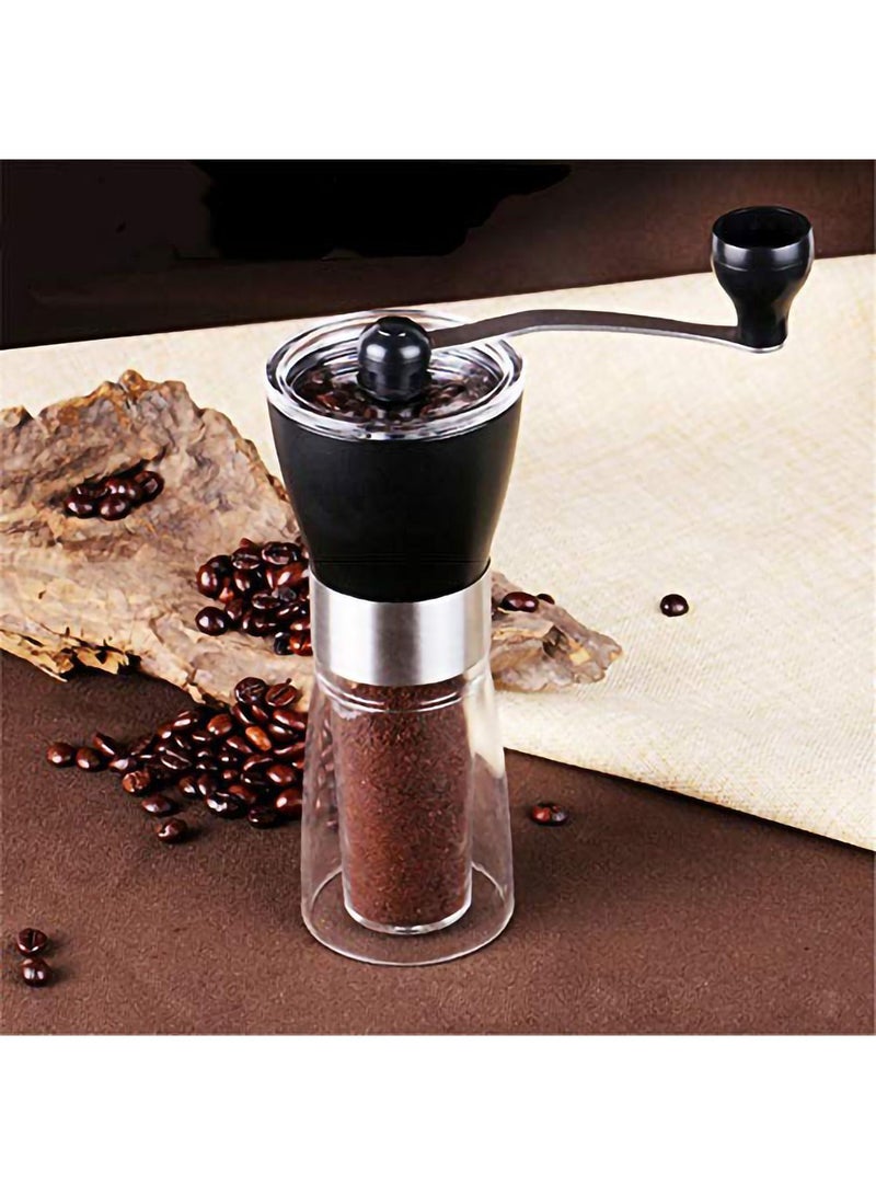 Manual Coffee Grinder, Conical Burr Grinder Portable Hand Crank Bean Mill for Home and Travel (Black)