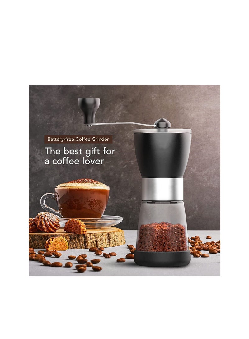 DMG Manual Coffee Grinder, Thickness Adjustable with Double Bearing and Ceramic Grinding Core Burr Made of Stainless Steel for Travel or Camping