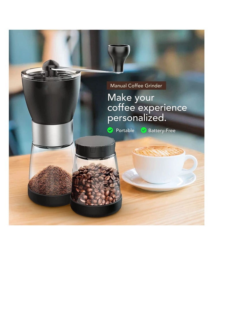 DMG Manual Coffee Grinder, Thickness Adjustable with Double Bearing and Ceramic Grinding Core Burr Made of Stainless Steel for Travel or Camping