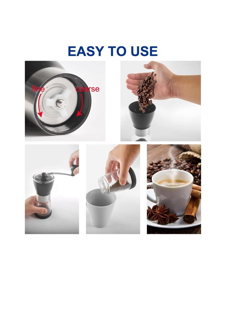DMG Manual Coffee Grinder, Thickness Adjustable with Double Bearing and Ceramic Grinding Core Burr Made of Stainless Steel for Travel or Camping
