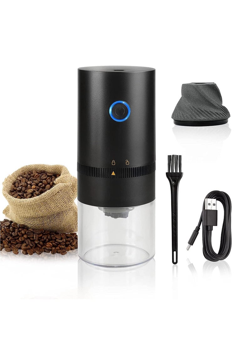 USB Rechargeable Portable Electric Burr Coffee Grinder, 4 Cups Small Automatic Conical Burr with Multi Grind Setting for Espresso Drip Pour Over French Press