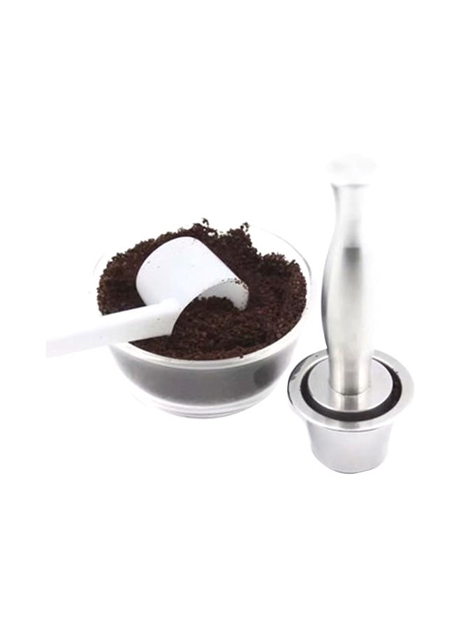 Press coffee Tamper Refillable Coffee Capsules Silver 15centimeter