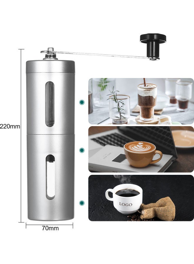 Mini Hand Ground Coffee Machine Silver 22x6x7cm