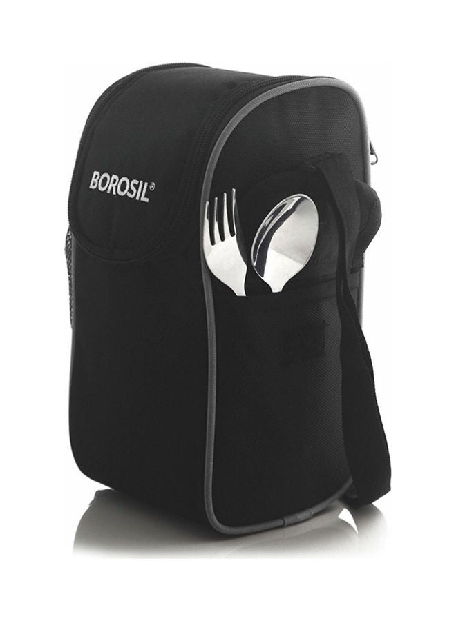 3 Layer Borosil Hot N Fresh Lunch Box Silver 16x16x28cm