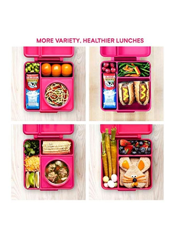 Insulated Bento Lunch Box With Thermos Food Jar Pink Berry 7x7inch