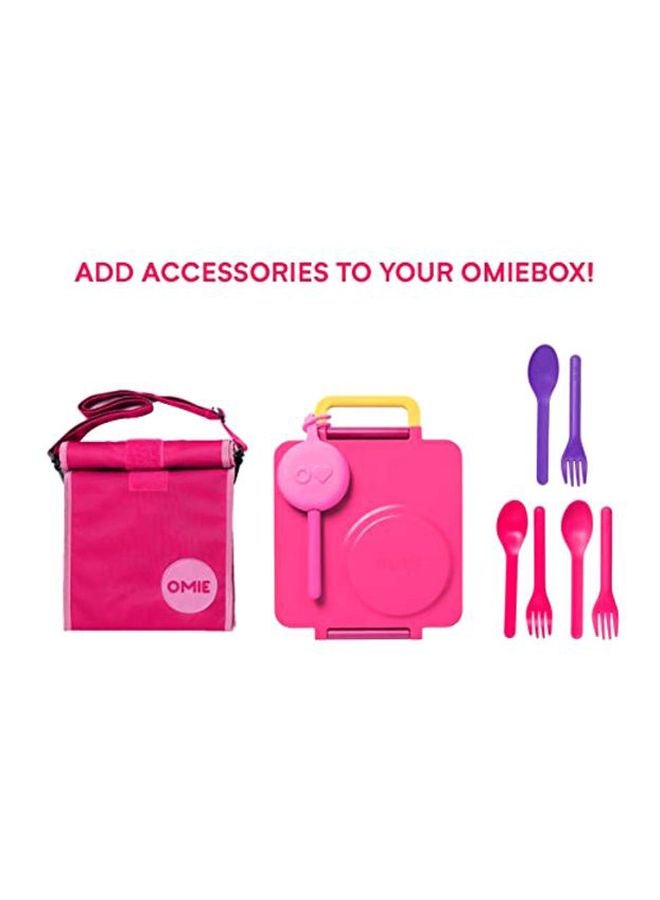 Insulated Bento Lunch Box With Thermos Food Jar Pink Berry 7x7inch