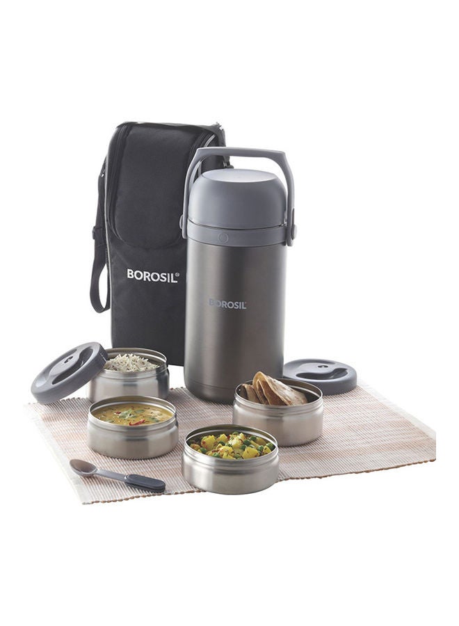 4 Layer Borosil Hot N Fresh Lunch Box Silver