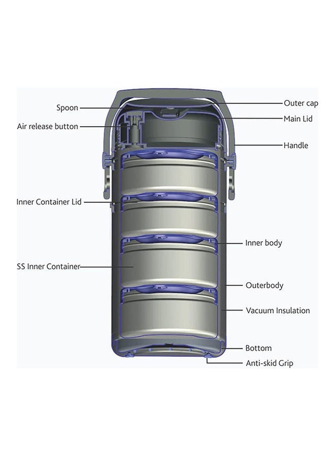 4 Layer Borosil Hot N Fresh Lunch Box Silver