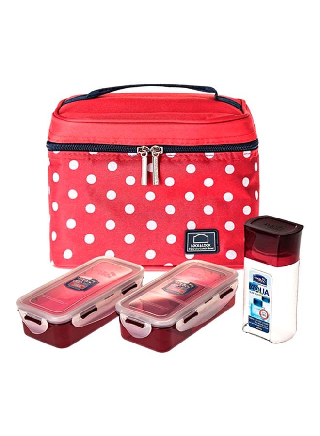 3-Piece Lunch Box Set Red/White 13x18x15cm