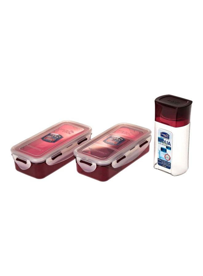 3-Piece Lunch Box Set Red/White 13x18x15cm