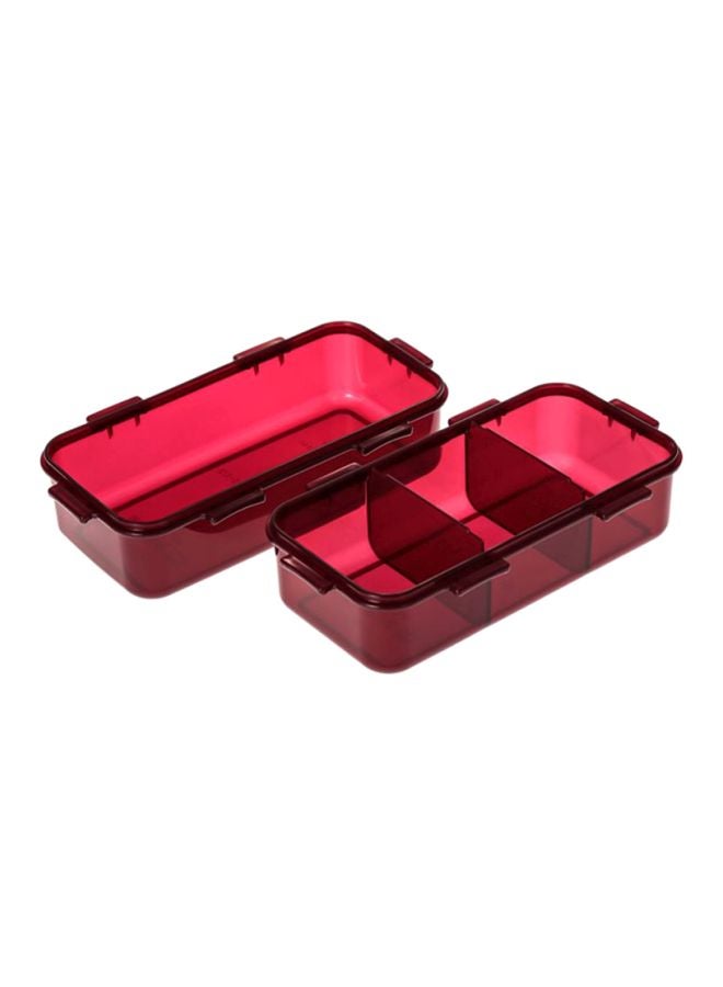 3-Piece Lunch Box Set Red/White 13x18x15cm