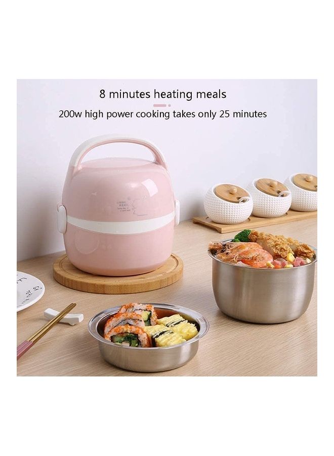 Multifunctional Electric Warmer Lunch Box Pink/Silver 500ml