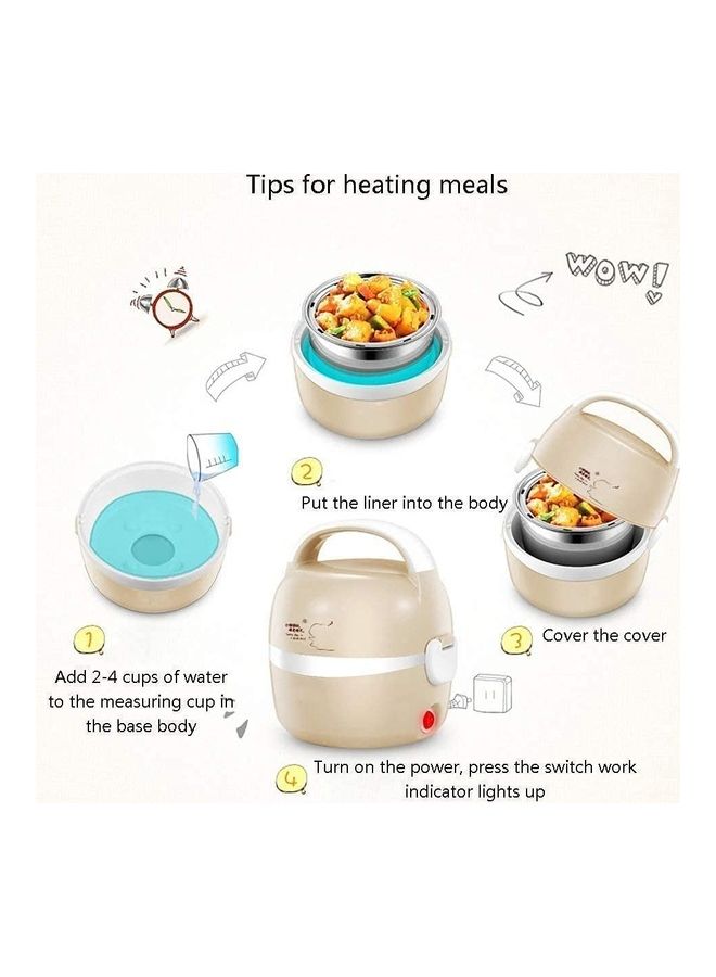 Multifunctional Electric Warmer Lunch Box Beige/Silver 500ml