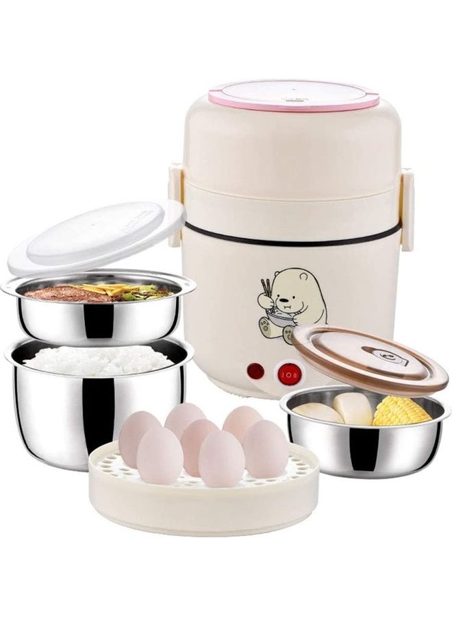 Stainless Steel Electric Lunch Box Beige 2000ml