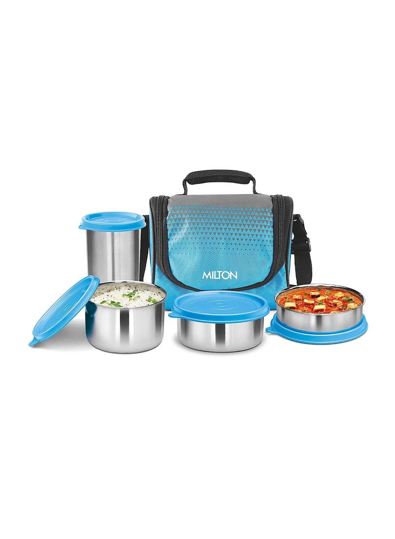 Tasty 3 Stainless Steel Combo Lunch Box With Tumbler Cyan