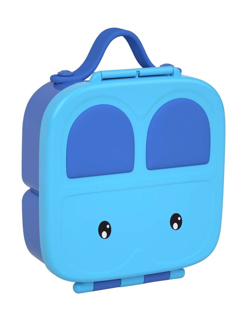 Children's Food Bowl Lunch Box Set Portable Tableware-Blue