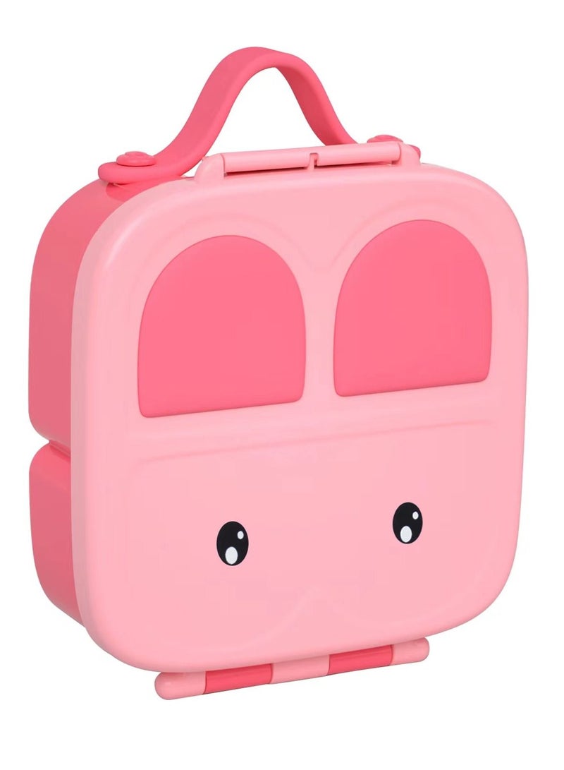 Children's Food Bowl Lunch Box Set Portable Tableware-Pink