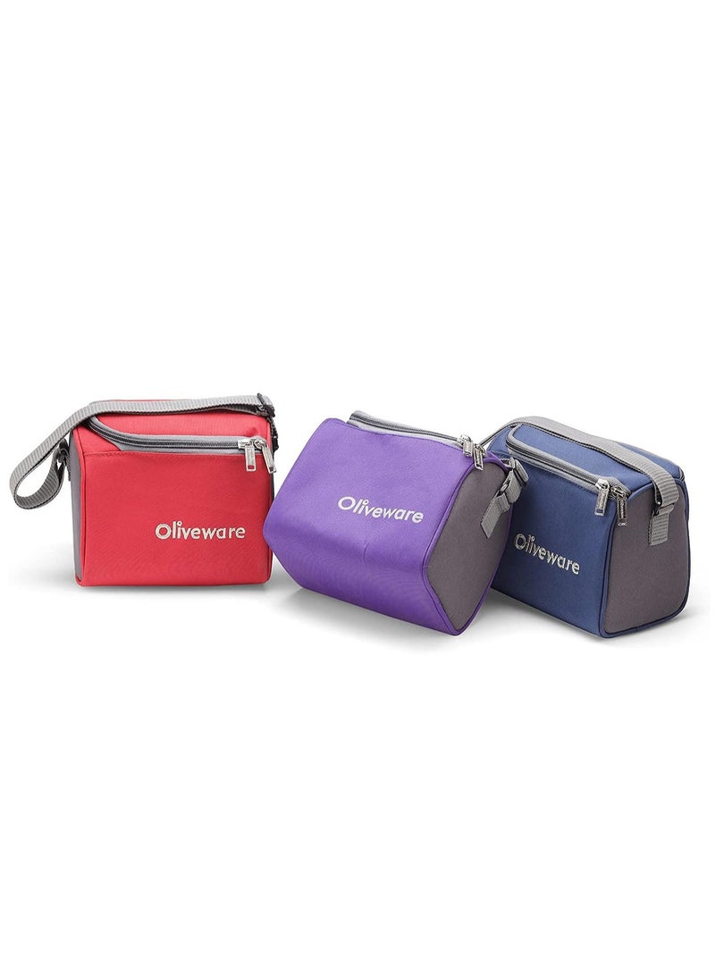 Milano Lunch Box | 3 Stainless Steel Containers and Sipper | with Steel Spoon | School, College & Office  | Leak Proof | Full Meal & Easy to Carry | Red