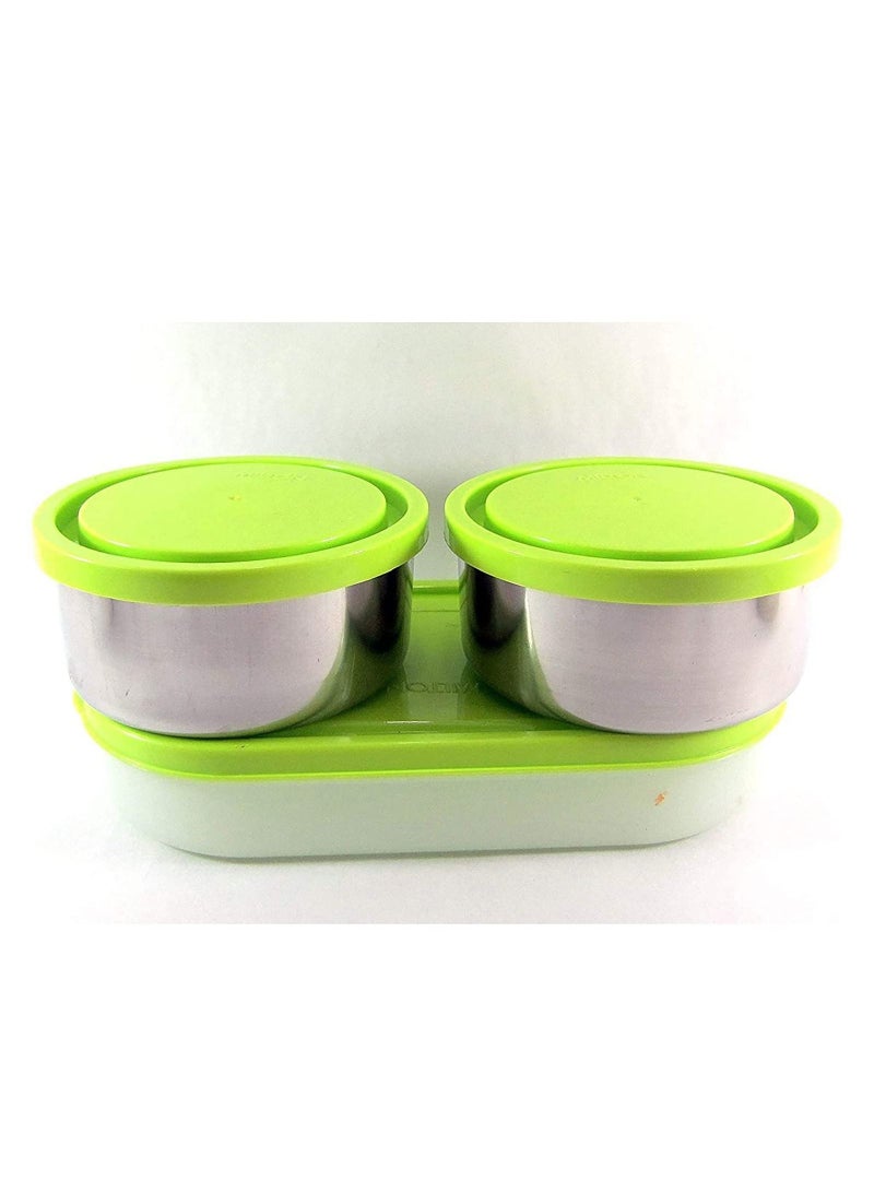 Milton Executive Lunch Box Soft Insulated Tiffin Box2 SS Container 1 Microwave Safe Container Green